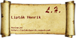 Lipták Henrik névjegykártya